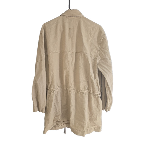 Leslie Fay Options Beige Linen Blend Pocket Long Sleeve Jacket Womans Size Large - Picture 2 of 3